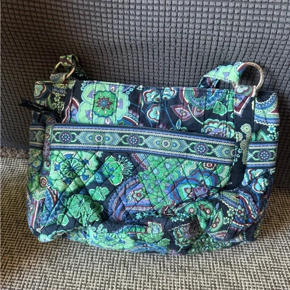 Vera Bradley Blue and Green Quilted Bag VERA BRADLEY Indigo Pop Blue Purple Green Floral Quilted  main image 4